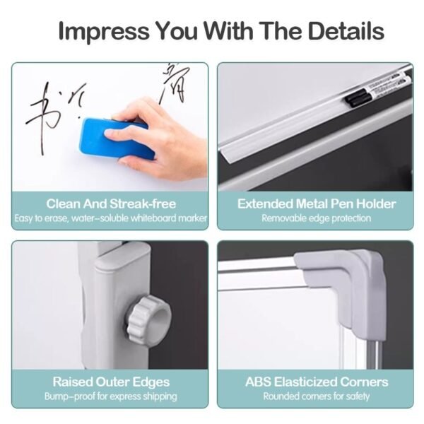 Magnetic Whiteboard With Stand and Rollers