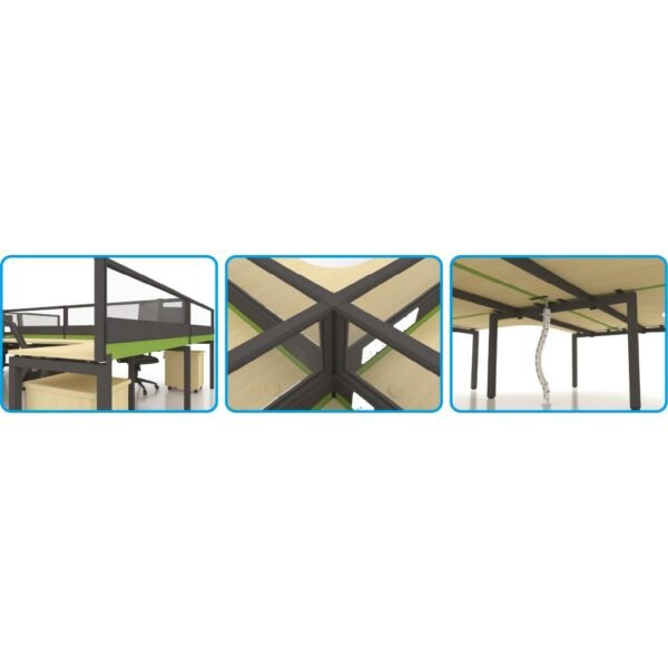 F1 Matrix Office Workstation 45MM Matrix System Begonia Concept 4 Seater Cluster of Workstation L Shape