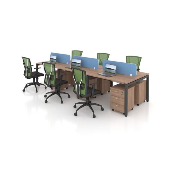 F1 Matrix Office Workstation16mm Matrix System Frameless Concept 6 Seater Cluster of Workstation