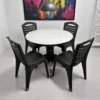 Plastic Chair Round Marble Dining Table