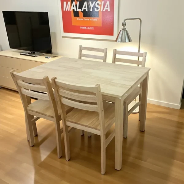 Natural Color Dining Table Chair  Solid Wood