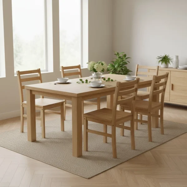 Natural Color Dining Table Chair  Solid Wood