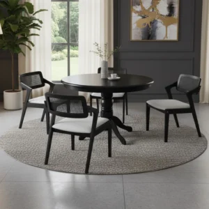 my-11134207-820lh-mnk1v6zfb9j73c.webp Black Solid Wood Round Table Dining with Random Color Chairs
