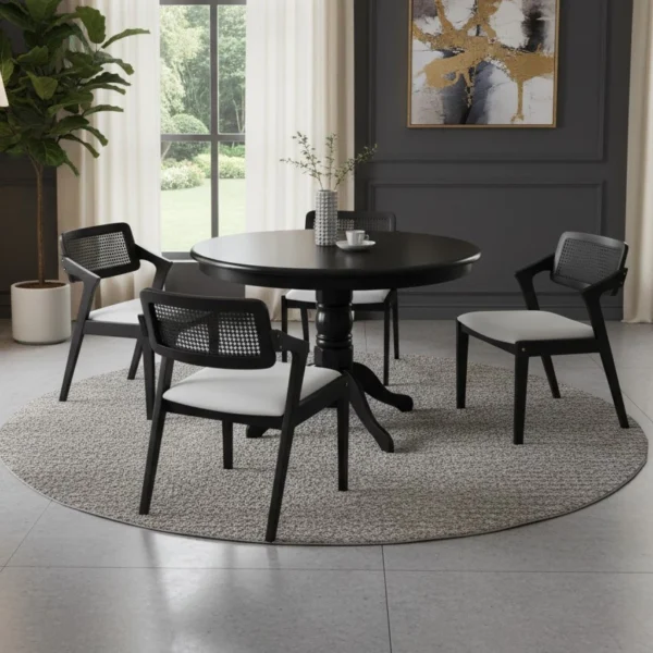 my-11134207-820lh-mnk1v6zfb9j73c.webp Black Solid Wood Round Table Dining with Random Color Chairs