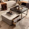 Slate tea table light extendable marble trendy glass square design small spaces