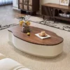 French vintage walnut mango coffee table living room minimalist light retro solid wood